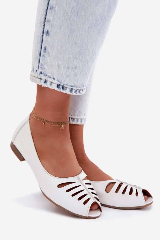 Ažūrinės balerinossuĮjungtaturalnej Skóry Tai turiciejka P7541-11 baltos spalvos