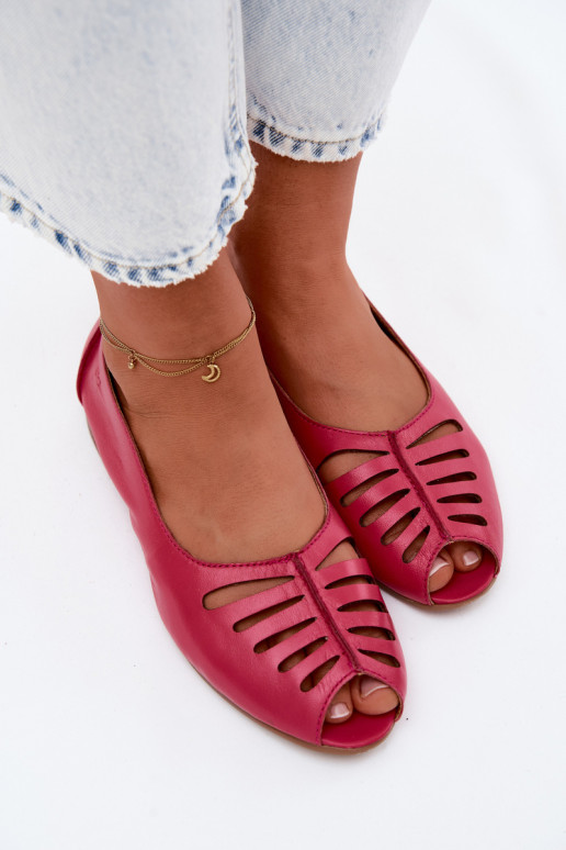 Ažūrinės balerinossuĮjungtaturalnej Skóry Tai turiciejka P7541-15 rožinės spalvos