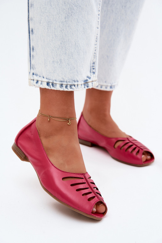 Ažūrinės balerinossuĮjungtaturalnej Skóry Tai turiciejka P7541-15 rožinės spalvos