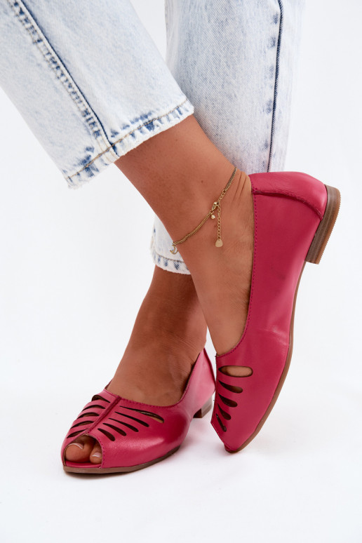 Ažūrinės balerinossuĮjungtaturalnej Skóry Tai turiciejka P7541-15 rožinės spalvos