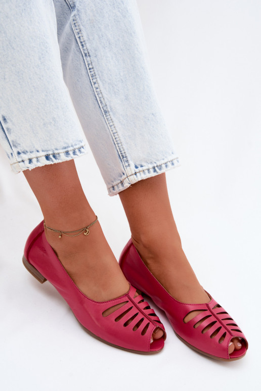 Ažūrinės balerinossuĮjungtaturalnej Skóry Tai turiciejka P7541-15 rožinės spalvos