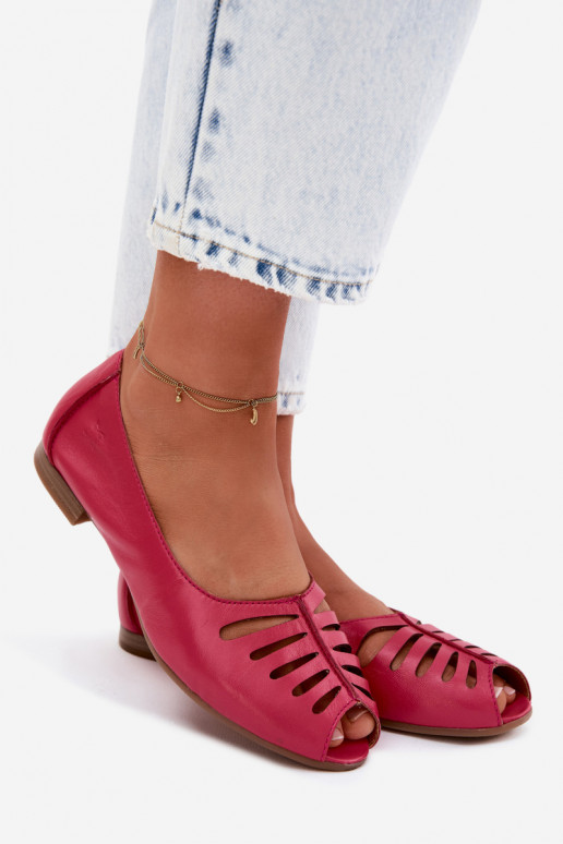 Ažūrinės balerinossuĮjungtaturalnej Skóry Tai turiciejka P7541-15 rožinės spalvos