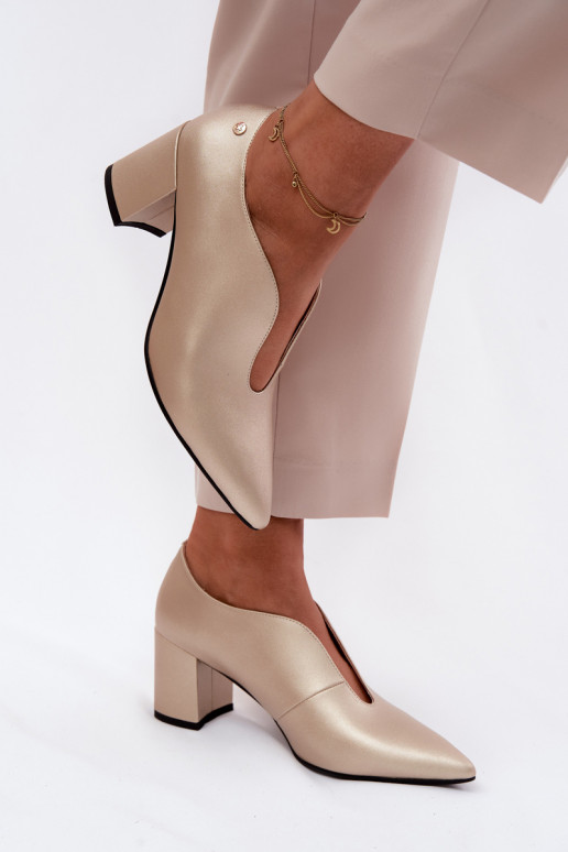 Oda batai Moteriškas su kulniukais Tai turiciejka K7469-26 aukso spalvos