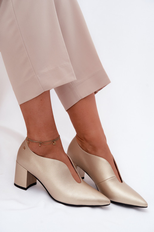 Oda batai Moteriškas su kulniukais Tai turiciejka K7469-26 aukso spalvos