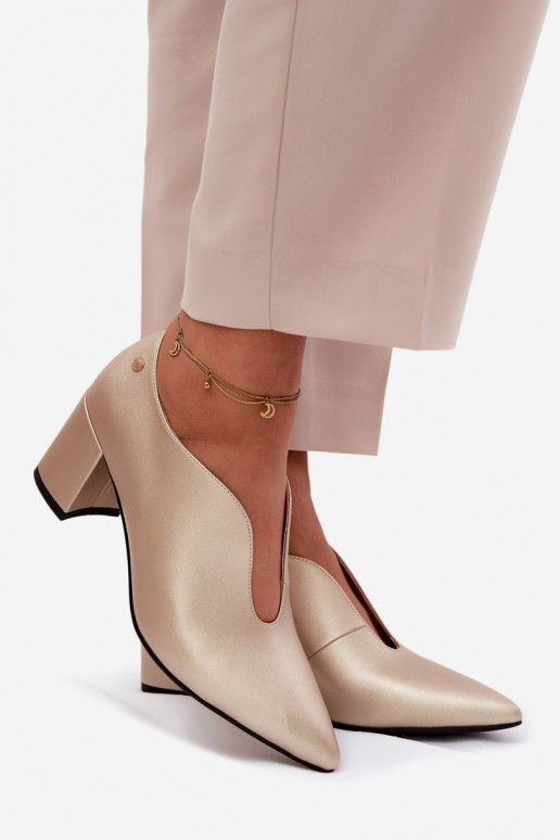 Oda batai Moteriškas su kulniukais Tai turiciejka K7469-26 aukso spalvos