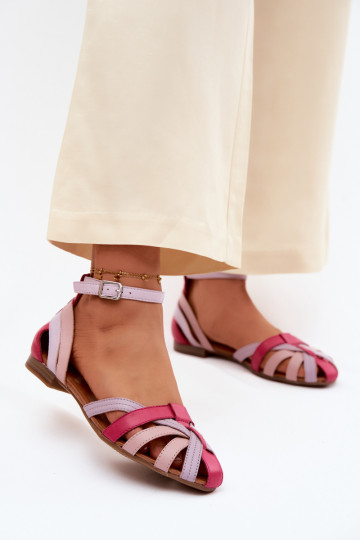 Moteriškos basutės su plačiais kulniukais su juostelėmis Tai turiciejka P7539-15 rožinės-Violetinės spalvos 2