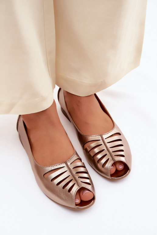 Ažūrinės balerinossuĮjungtaturalnej Skóry Tai turiciejka P7541-32 aukso spalvos