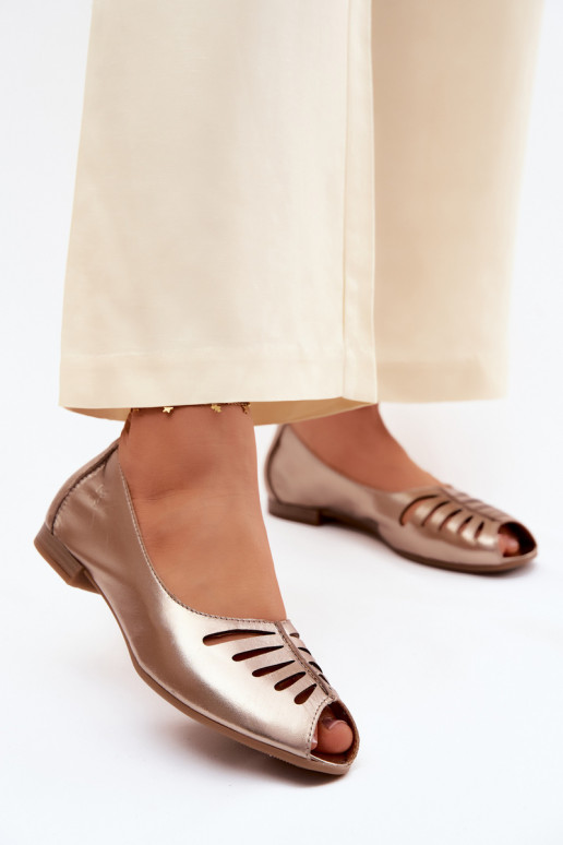 Ažūrinės balerinossuĮjungtaturalnej Skóry Tai turiciejka P7541-32 aukso spalvos