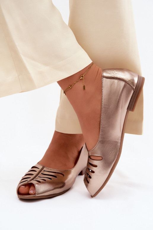 Ažūrinės balerinossuĮjungtaturalnej Skóry Tai turiciejka P7541-32 aukso spalvos