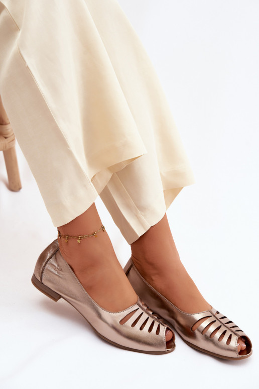 Ažūrinės balerinossuĮjungtaturalnej Skóry Tai turiciejka P7541-32 aukso spalvos