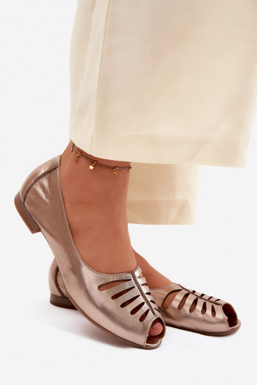 Ažūrinės balerinossuĮjungtaturalnej Skóry Tai turiciejka P7541-32 aukso spalvos