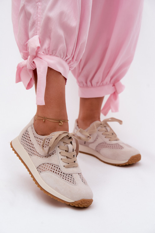 su aužūro elementais Sneakers modelio batai Moteriškas iš zomšos dramblio kaulo spalvos Gelina