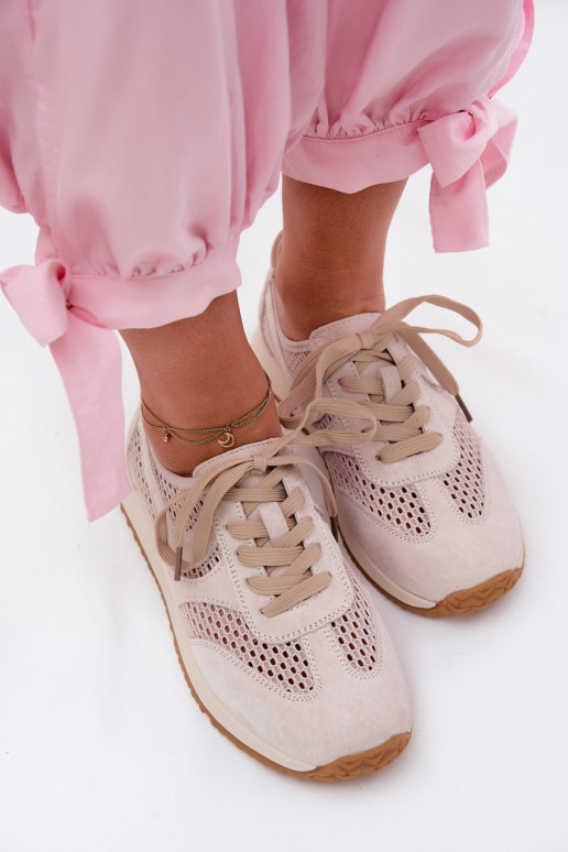 su aužūro elementais Sneakers modelio batai Moteriškas iš zomšos dramblio kaulo spalvos Gelina