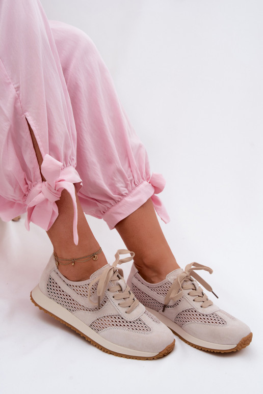 su aužūro elementais Sneakers modelio batai Moteriškas iš zomšos dramblio kaulo spalvos Gelina