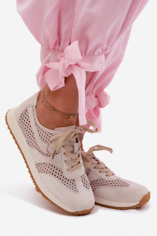 su aužūro elementais Sneakers modelio batai Moteriškas iš zomšos dramblio kaulo spalvos Gelina