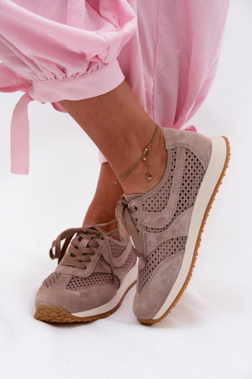 su aužūro elementais Sneakers modelio batai Moteriškas iš zomšos smėlio spalvos Gelina 2