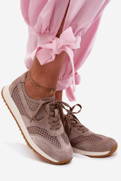 su aužūro elementais Sneakers modelio batai Moteriškas iš zomšos smėlio spalvos Gelina