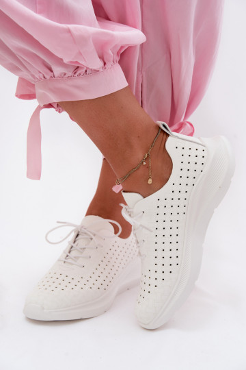 Ažūriniai batai Sportinio stiliaus Sneakers modelio batai Moteriškas baltos spalvos Heressa 2