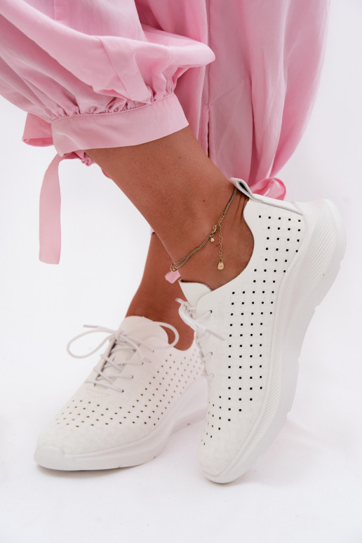 Ažūriniai batai Sportinio stiliaus Sneakers modelio batai Moteriškas baltos spalvos Heressa