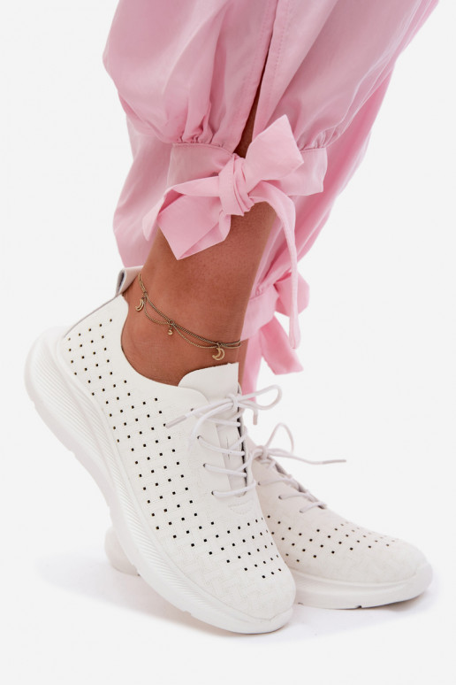 Ažūriniai batai Sportinio stiliaus Sneakers modelio batai Moteriškas baltos spalvos Heressa