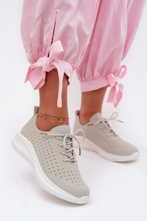 Ažūriniai batai Sportinio stiliaus Sneakers modelio batai Moteriškas pilkos spalvos Heressa