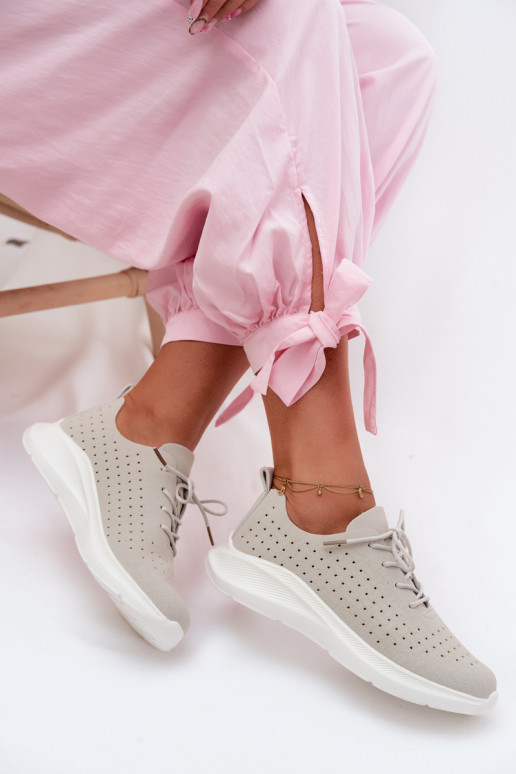 Ažūriniai batai Sportinio stiliaus Sneakers modelio batai Moteriškas pilkos spalvos Heressa