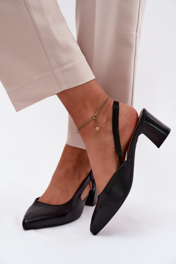 Moteriškos basutės su kulniukais Sergio Leone SK472 juodos spalvos