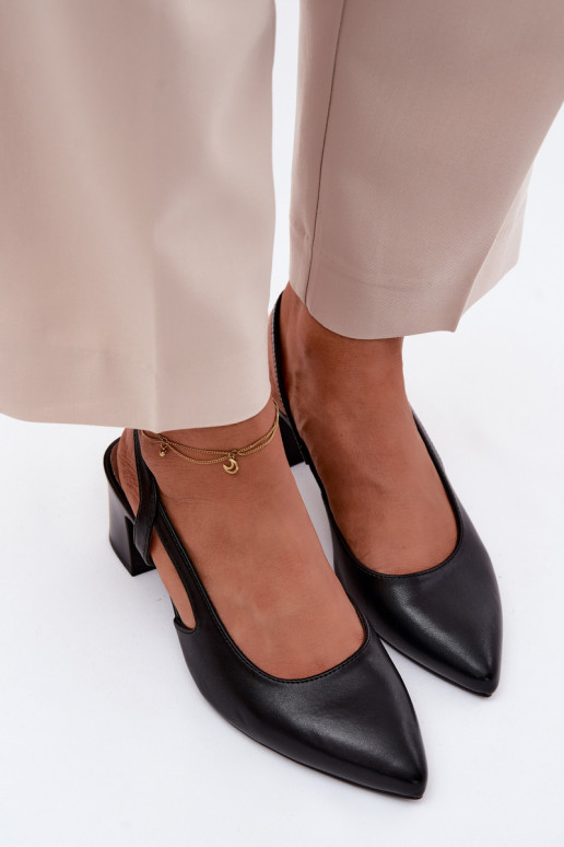 Moteriškos basutės su kulniukais Sergio Leone SK472 juodos spalvos