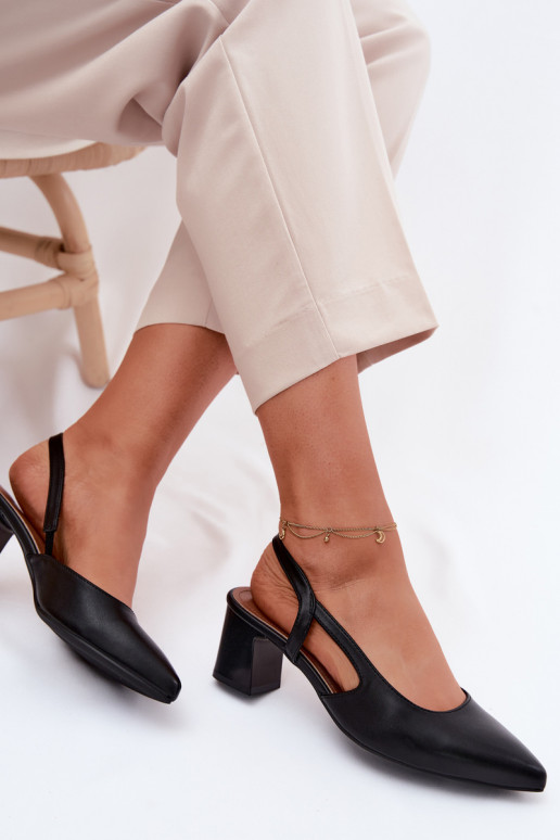 Moteriškos basutės su kulniukais Sergio Leone SK472 juodos spalvos