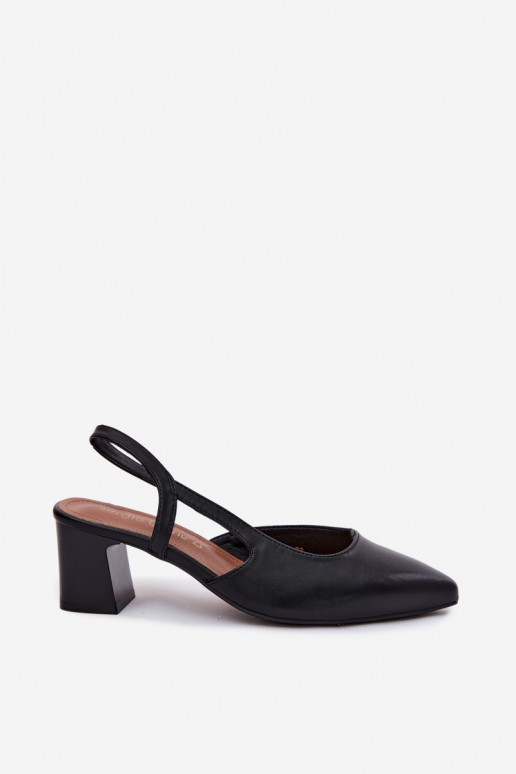 Moteriškos basutės su kulniukais Sergio Leone SK472 juodos spalvos