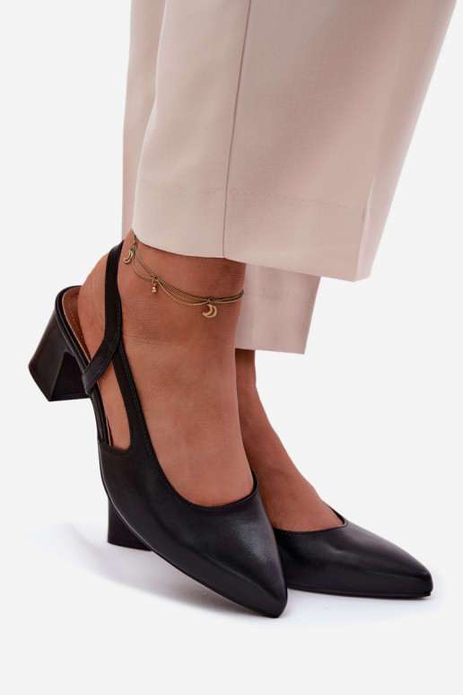 Moteriškos basutės su kulniukais Sergio Leone SK472 juodos spalvos