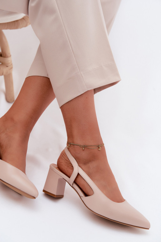 Moteriškos basutės su kulniukais Sergio Leone SK472 KremoĮy rožinės spalvos