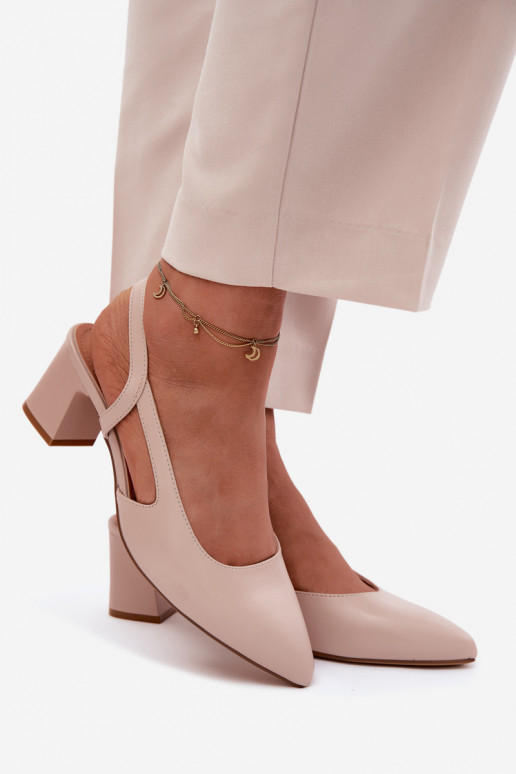 Moteriškos basutės su kulniukais Sergio Leone SK472 KremoĮy rožinės spalvos