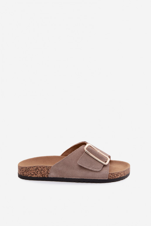 Oda Moteriškos zomšinės šlepetės su sagtimis smėlio spalvos Beryl