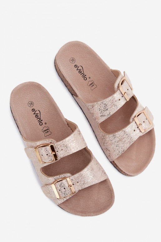 Moteriškos šlepetės su sagtimis aukso spalvos Dobby