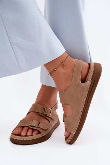 Oda Moteriškos zomšinės basutės su sagtimis Vinceza 79620 rudos spalvos