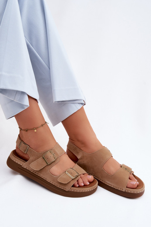 Oda Moteriškos zomšinės basutės su sagtimis Vinceza 79620 rudos spalvos