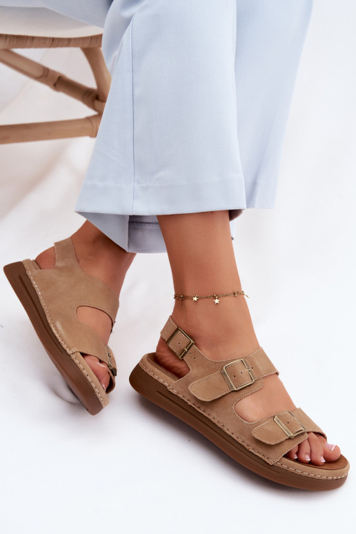 Oda Moteriškos zomšinės basutės su sagtimis Vinceza 79620 rudos spalvos