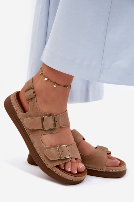 Oda Moteriškos zomšinės basutės su sagtimis Vinceza 79620 rudos spalvos