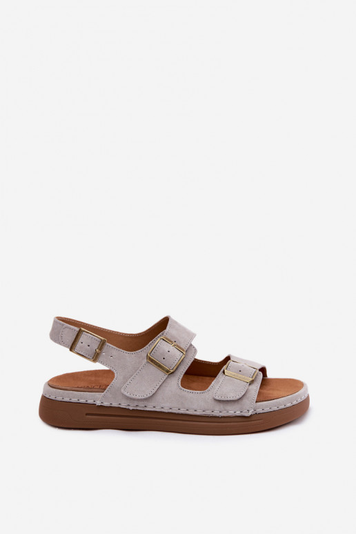 Oda Moteriškos zomšinės basutės su sagtimis Vinceza 79620 pilkos spalvos