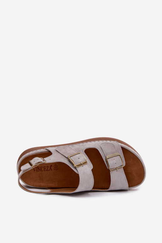 Oda Moteriškos zomšinės basutės su sagtimis Vinceza 79620 pilkos spalvos