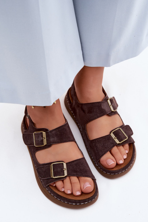 Oda Moteriškos zomšinės basutės su sagtimis Vinceza 79620 CzekoladoĮe