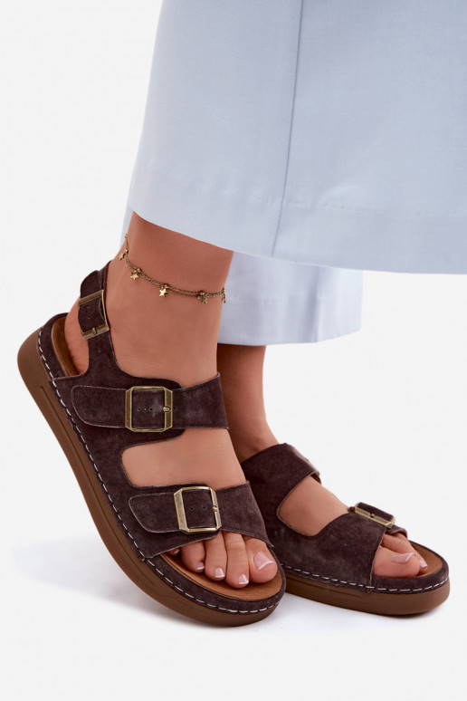 Oda Moteriškos zomšinės basutės su sagtimis Vinceza 79620 CzekoladoĮe