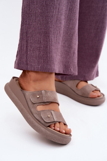 Oda Moteriškos zomšinės šlepetės su platforma Vinceza 66916 smėlio spalvos