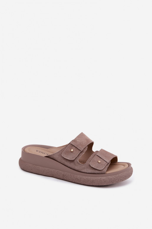 Oda Moteriškos zomšinės šlepetės su platforma Vinceza 66916 smėlio spalvos