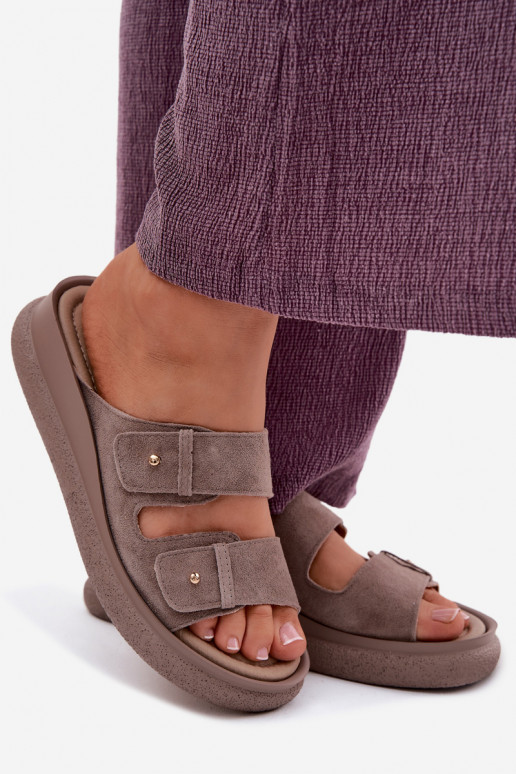 Oda Moteriškos zomšinės šlepetės su platforma Vinceza 66916 smėlio spalvos