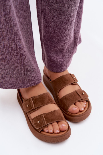 Oda Moteriškos zomšinės šlepetės su platforma Vinceza 66916 rudos spalvos