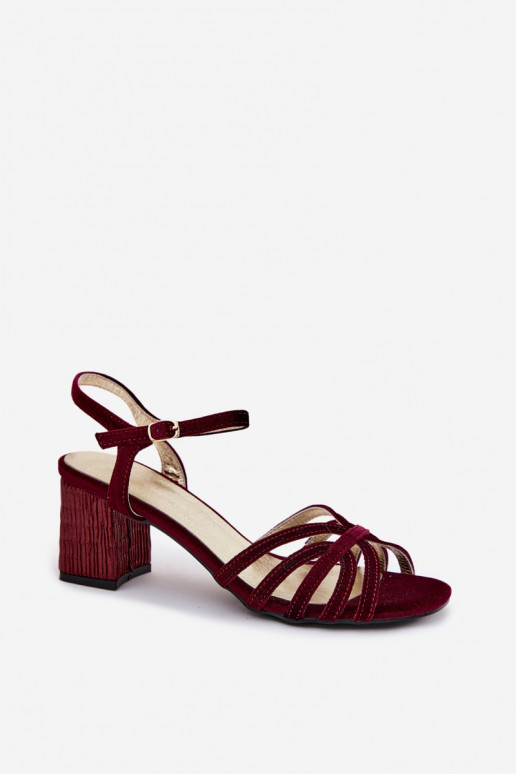 Aksominės aukštakulnės basutės D&A SR61-0102 bordo spalvos