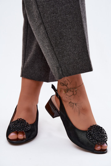 Moteriškos basutės Moteriškas Klocke su ornamentais D&A CR61-3030 juodos spalvos