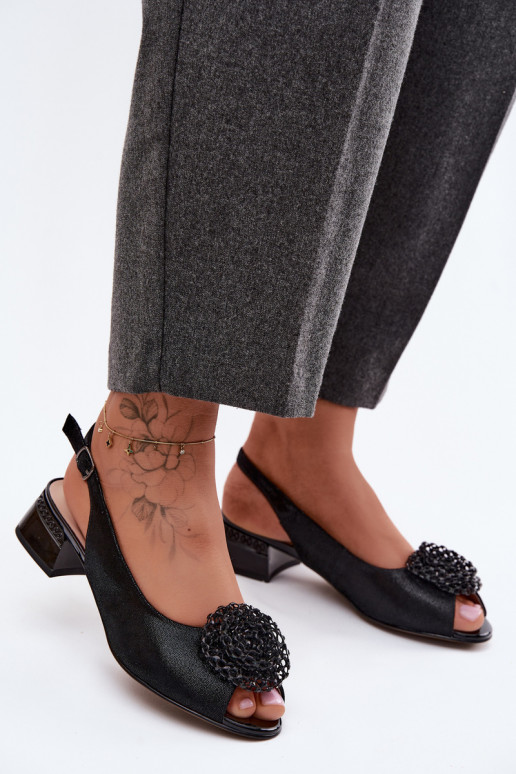 Moteriškos basutės Moteriškas Klocke su ornamentais D&A CR61-3030 juodos spalvos